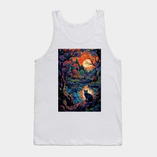 Psychedelic Sunset Cat Tank Top